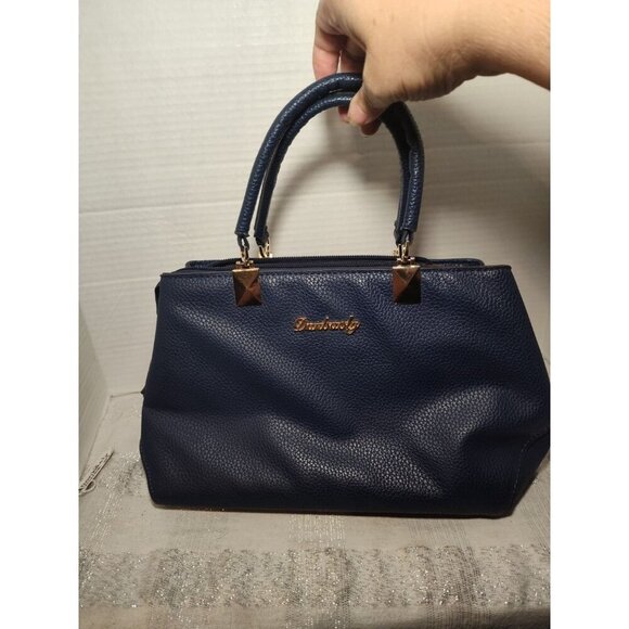 Danbaoly Women's Navy Tote Handbag Faux Leather‎ Gold hardware Brown lining - Picture 9 of 14